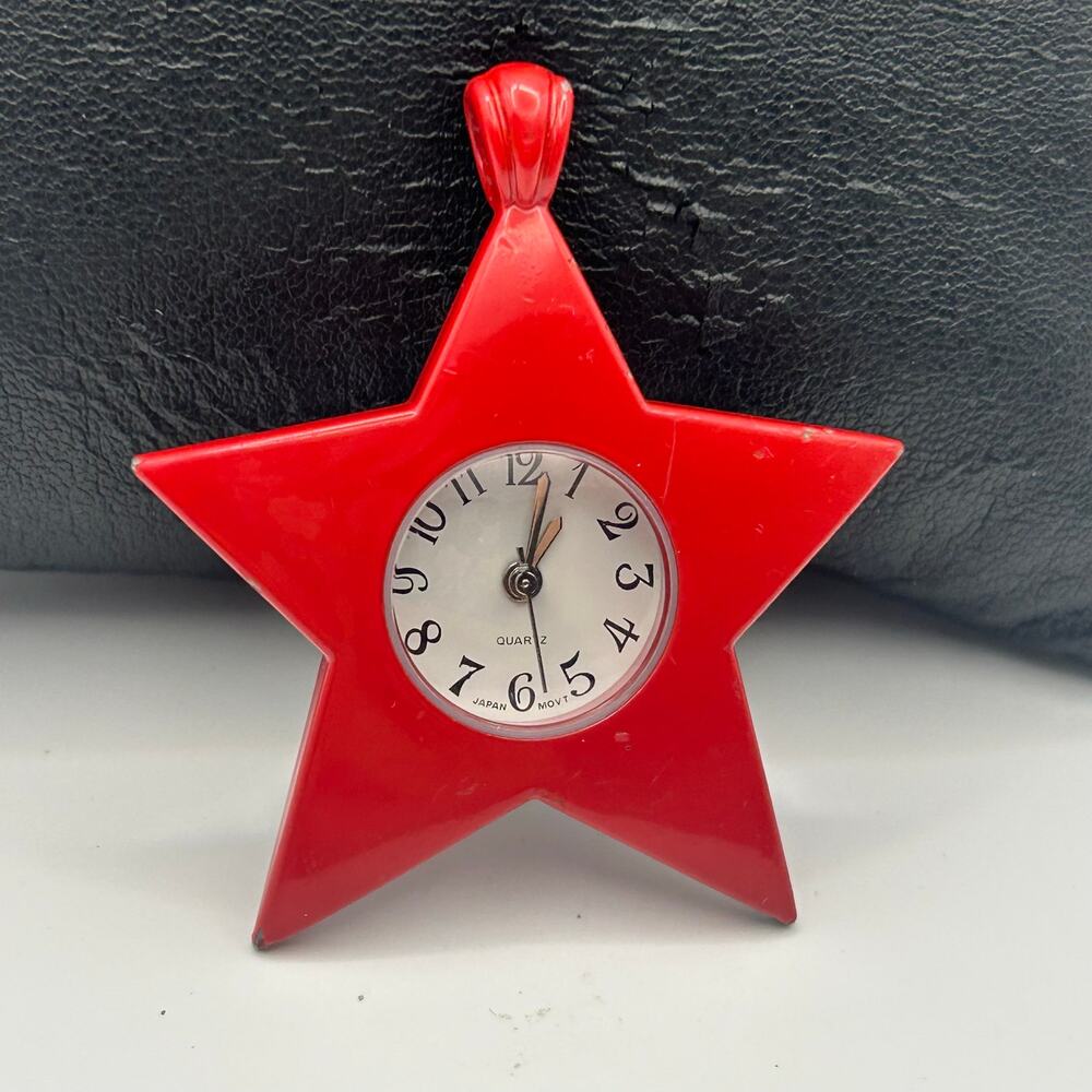 Red Star Pendant Quartz Watch Stainless Steel Working New Battery